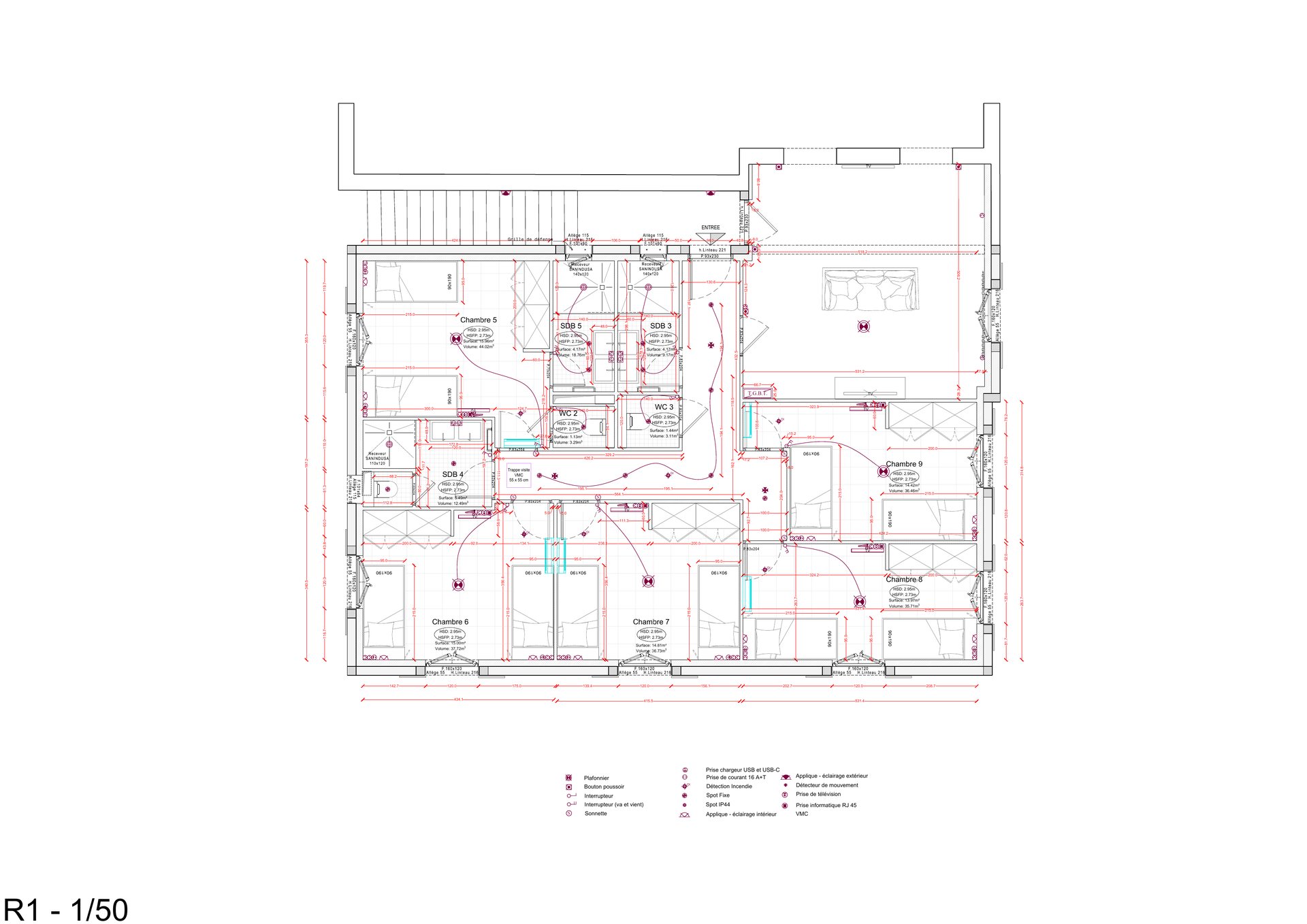 Construction drawing of one level